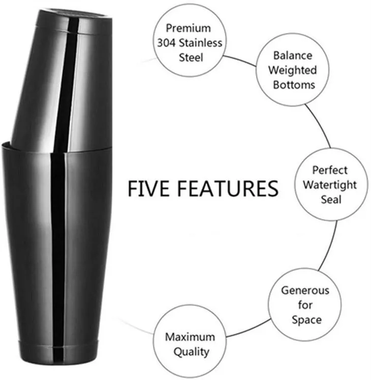 Svart Boston Shaker i rostfritt stål