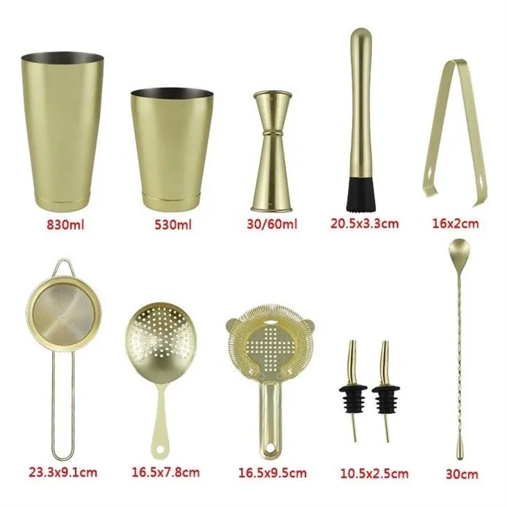 China professional gold cocktail shaker set
